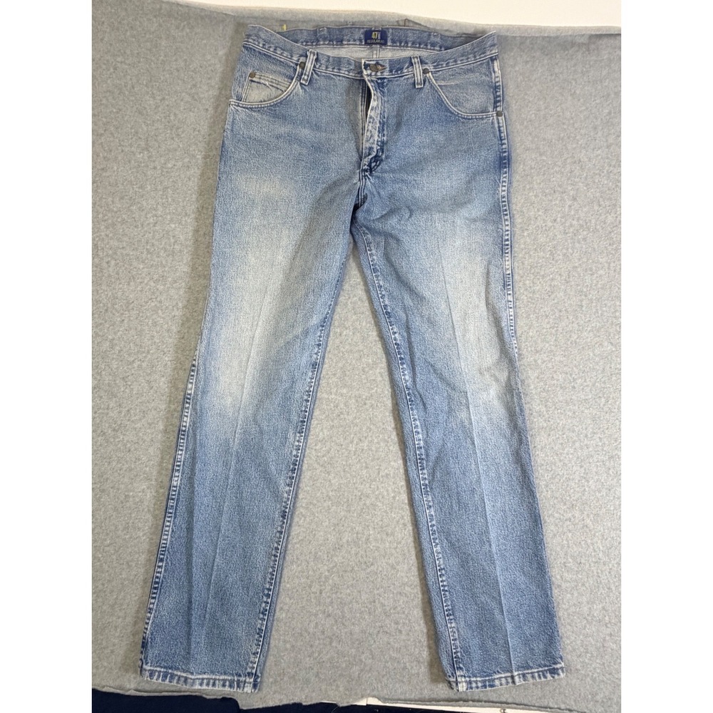 Wrangler Jeans Mens 47MWZ Regular Fit Cowboy Cut Denim Pants Blue 35x34